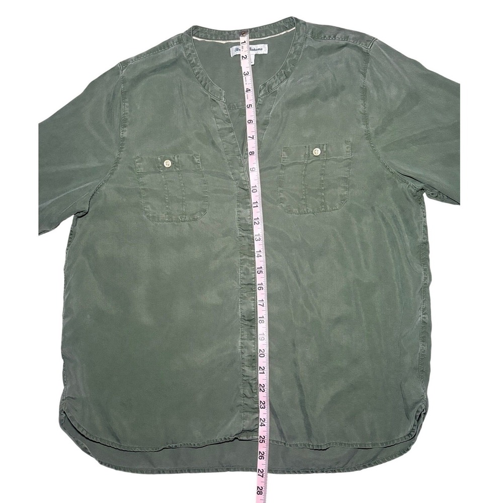 Tommy Bahama Olive Green Collared Button-Front Utility Shirt Womens Large - Picture 5 of 7